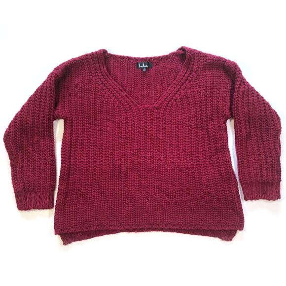 Lulus Oversized Red Maroon Chunky Knit Sweater - Picture 1 of 8